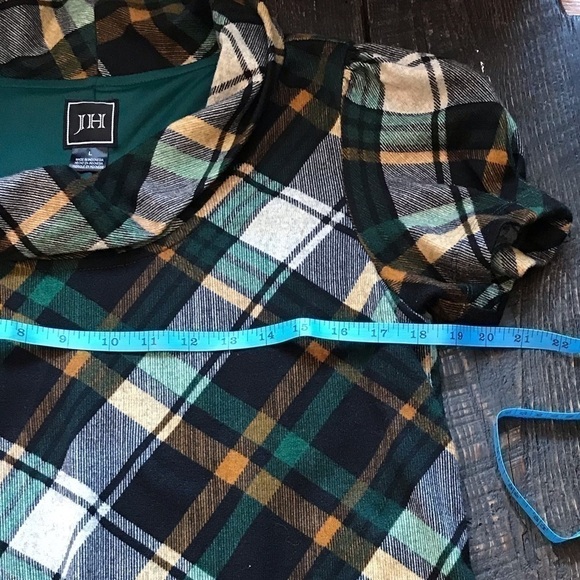 JH plaid dress, women’s size large.  Green plaid/ tartan. - Picture 5 of 8